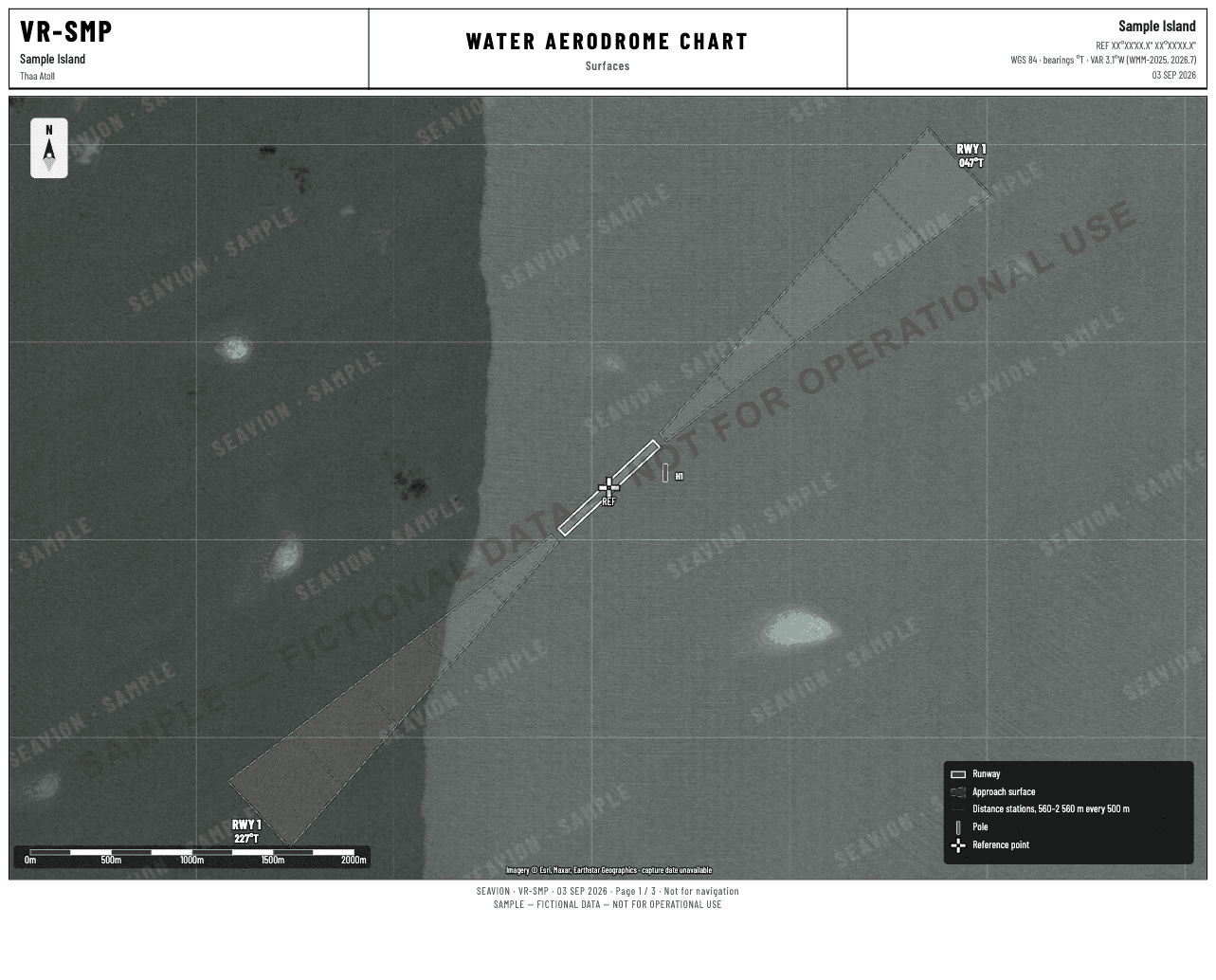 Fictional sample aerodrome chart, page 1 of 3